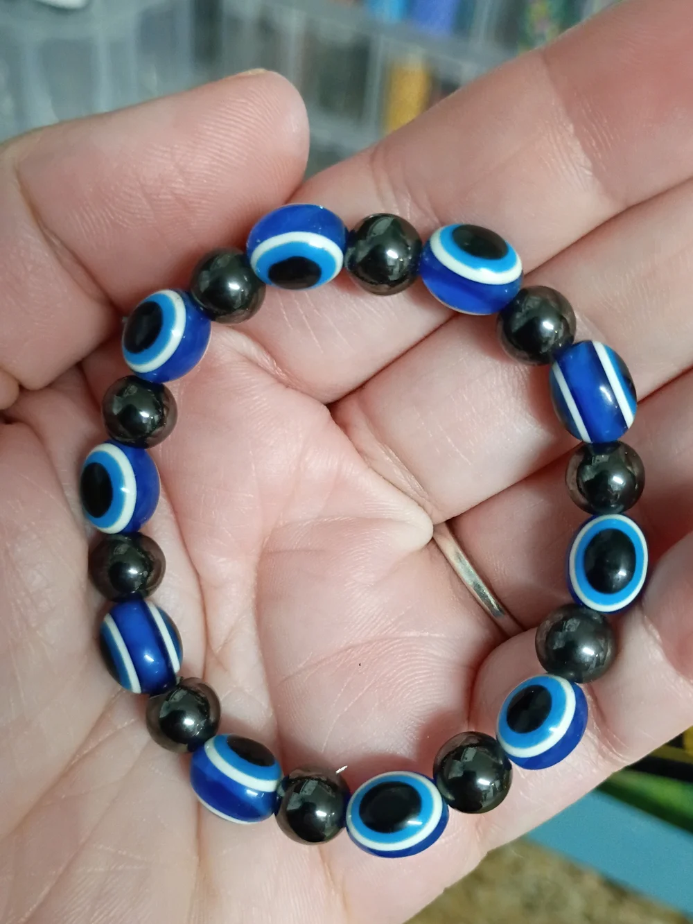 The Aegis Realm: Magnetite & Evil Eye Protection Bracelet